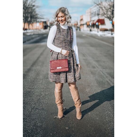 Gal Meets Glam Tinsley Metallic Tweed Dress Sleeveless Fit Flare Academia Size 2 - Picture 2 of 9